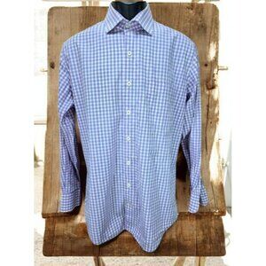 Peter Millar Classic Fit Dress Shirt Medium Purple Check
